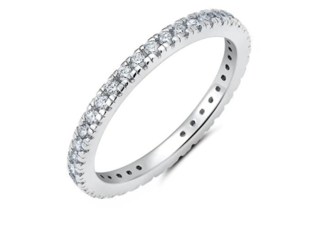 Crislu Clear Hand Set Step Cut Eternity Band Ring - Platinum on Sale