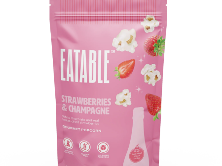 Eatable Strawberries & Champagne White Chocolate Popcorn For Cheap