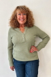 Tribal Henley Top w  Buttons - Heathered Clover Leaf Sale