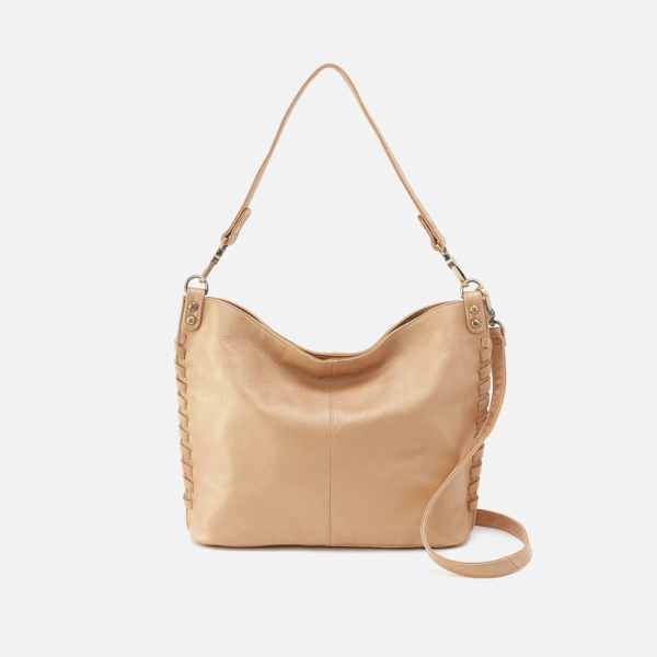 Pier Shoulder Bag Metallic Leather - Dusty Gold on Sale