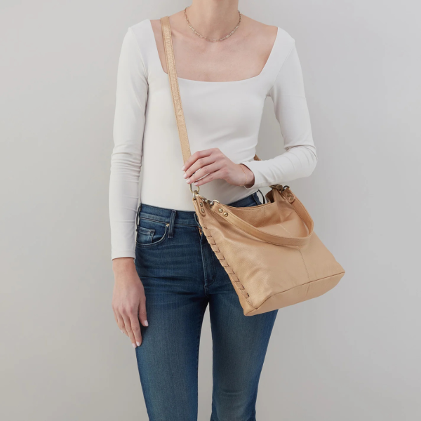 Pier Shoulder Bag Metallic Leather - Dusty Gold on Sale