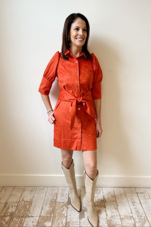 Gretchen Scott Ultra Suede Swagger Dress - Orange Online