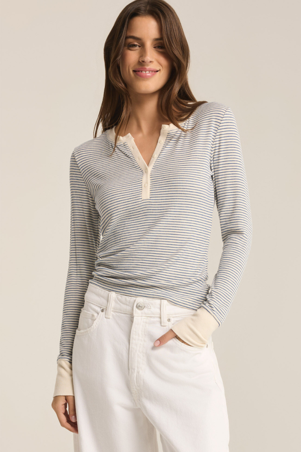 Z Supply Scarlette Stripe Rib Henley Fashion