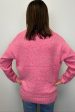 Crew Sweater w  Ribbed Details - Fuchsia Hot on Sale