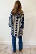 Geometric Hooded Cardigan - Navy Hot on Sale