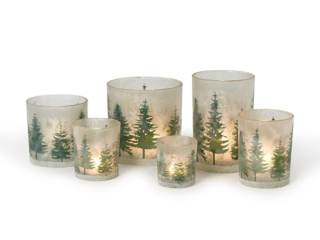 Two s Company Winter Forest Frosted Candleholders Online Hot Sale