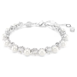 Swarovski Matrix Tennis Bracelet - Pearl Crystal Rhodium For Sale