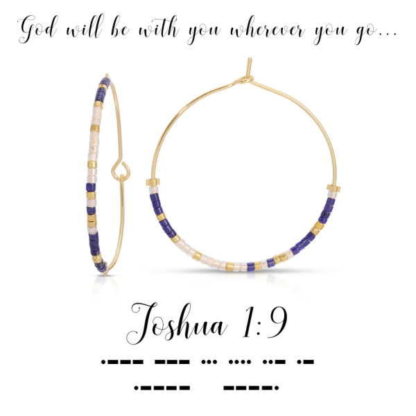 Dot & Dash Morse Code Hoop Earrings - Joshua 1:9 For Cheap