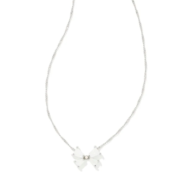 Kendra Scott Blair Bow Pendant Necklace - Silver - Iridescent Drusy Discount