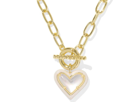 Kendra Scott Ari Heart Enamel Frame Link Necklace - Gold on Sale