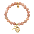 T. Jazelle Key to my Heart Charm Bracelet - Peach Moonstone Supply