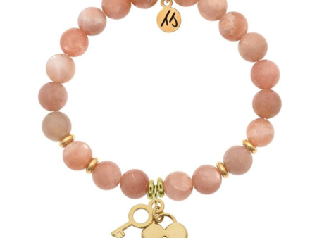 T. Jazelle Key to my Heart Charm Bracelet - Peach Moonstone Supply