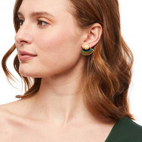 Brackish Aly Fan Earrings - Peacock For Sale