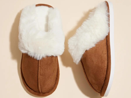 Lilla Haven Sherpa Fur Trimmed Home Slippers For Sale