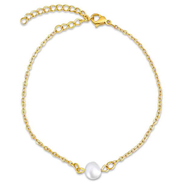 Ellie Vail Shayla Dainty Pearl Chain Bracelet Discount