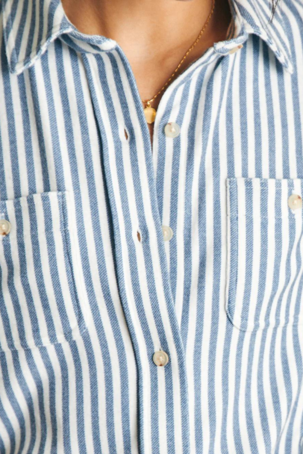 Faherty Legend Sweater Shirt - Navy Blazer Stripe on Sale