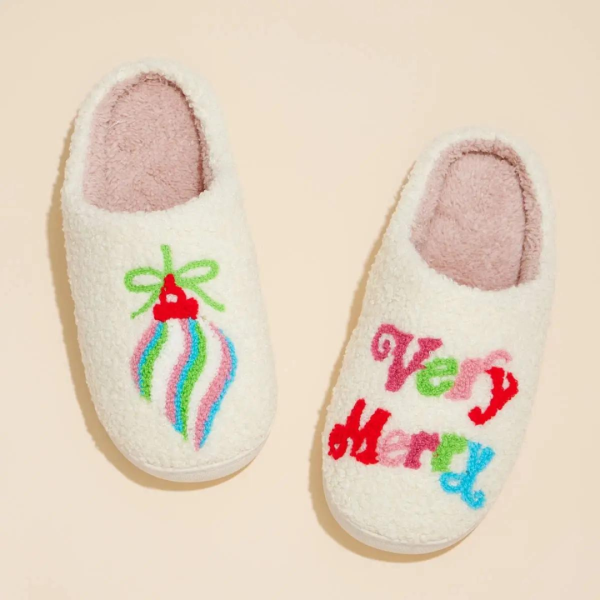 Lilla Haven Very Merry Christmas Home Slippers Discount