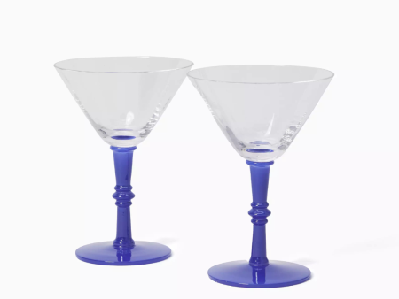 Lilly Pulitzer Martini Glass Set- Blue Stream Hot on Sale