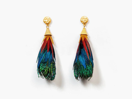 Brackish Leigh Statement Earrings - Pheasant & Peacock For Sale