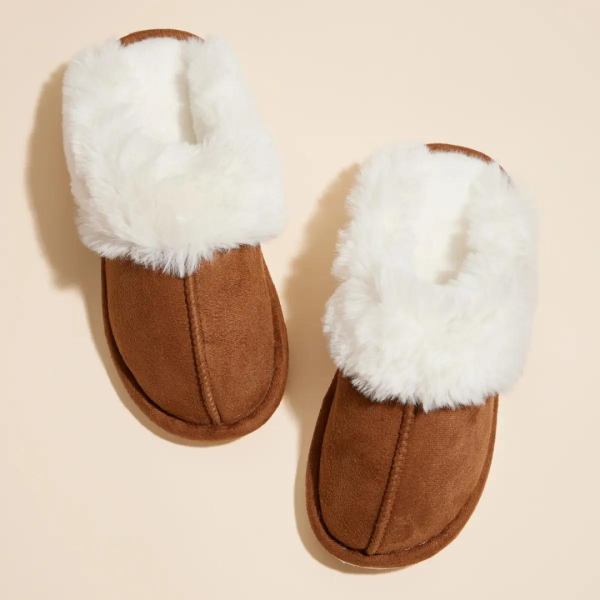 Lilla Haven Sherpa Fur Trimmed Home Slippers For Sale